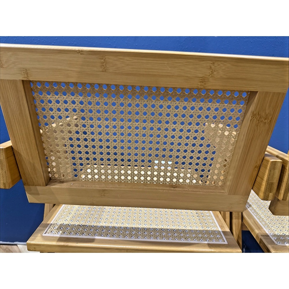 Set of 2 EUC Rattan Dining Armchairs Bamboo Frame Mid Century Design - Picture 8 of 13